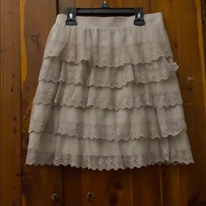 mauve lace tiered skirt